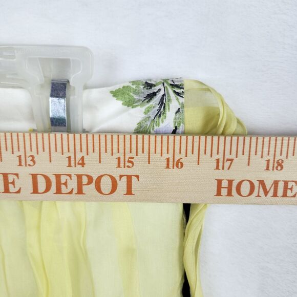 Vtg Sheer Half Hostess Apron Dainty Floral Yellow Organza Black Trim Cottagecore - Picture 6 of 8